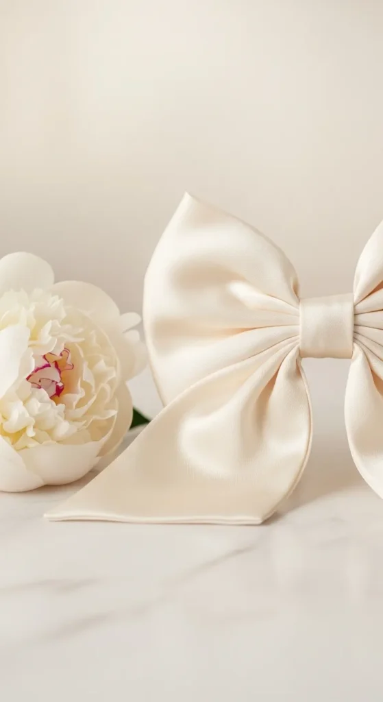 Simple White or Cream Fabric Hair Bow