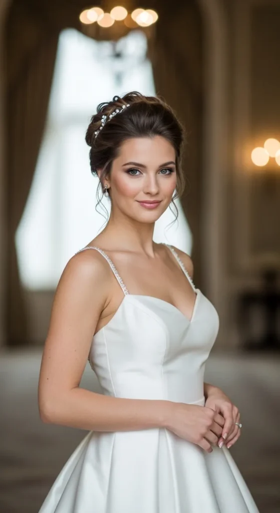 Satin Fit and Flare Wedding Dress