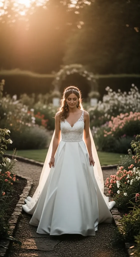 Satin Fit and Flare Bridal Gown