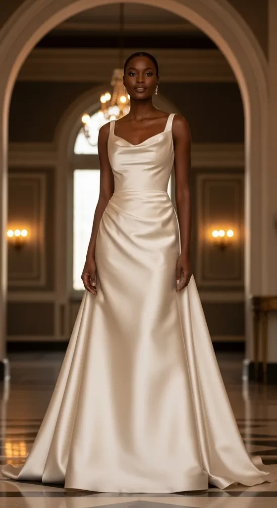 Champagne Satin Wedding Dress