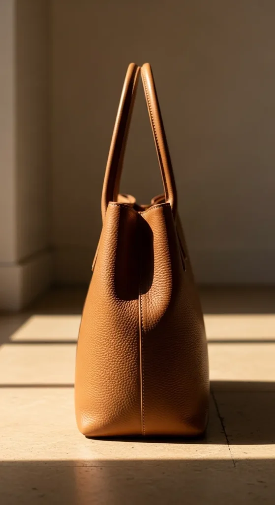 A Clean Structured Tote in Neutral Leather