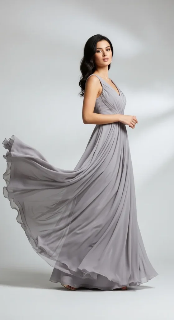 Dove Grey Chiffon Dress