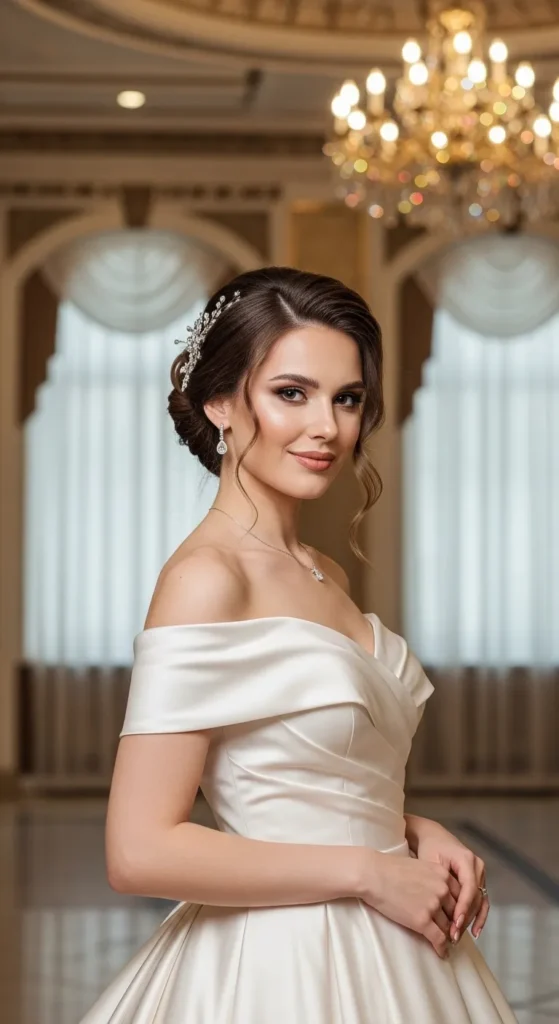 Off-Shoulder Satin Ball Gown