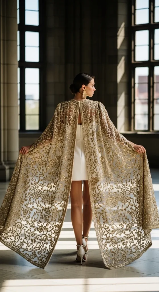 Dramatic Cape Wedding Dress