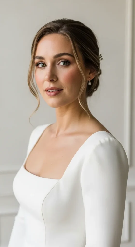 Square Neck Modern Bridal Dress