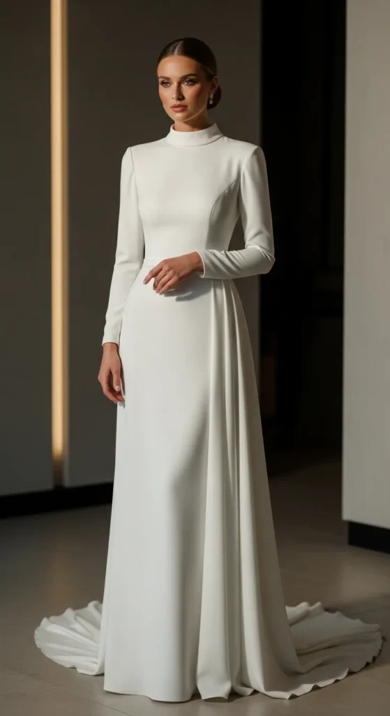 High Neck Modern Bridal Gown
