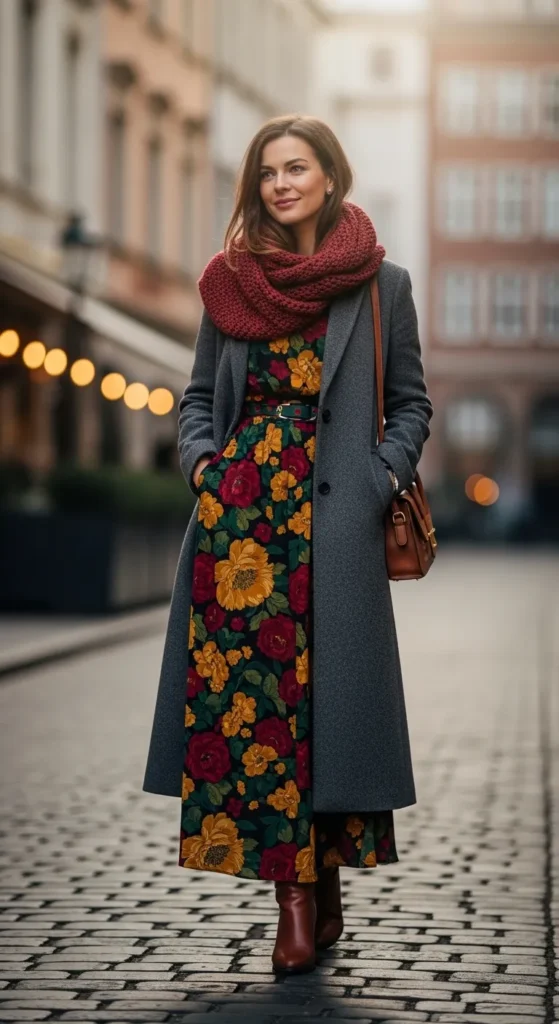 The Floral Maxi Dress Winter Styling