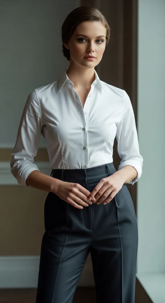  Perfectly Fitted White Button-Down Shirt
