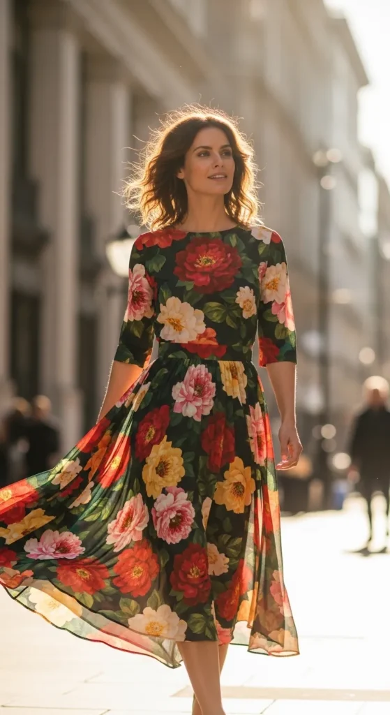 The Floral Midi Dress for City Exploring