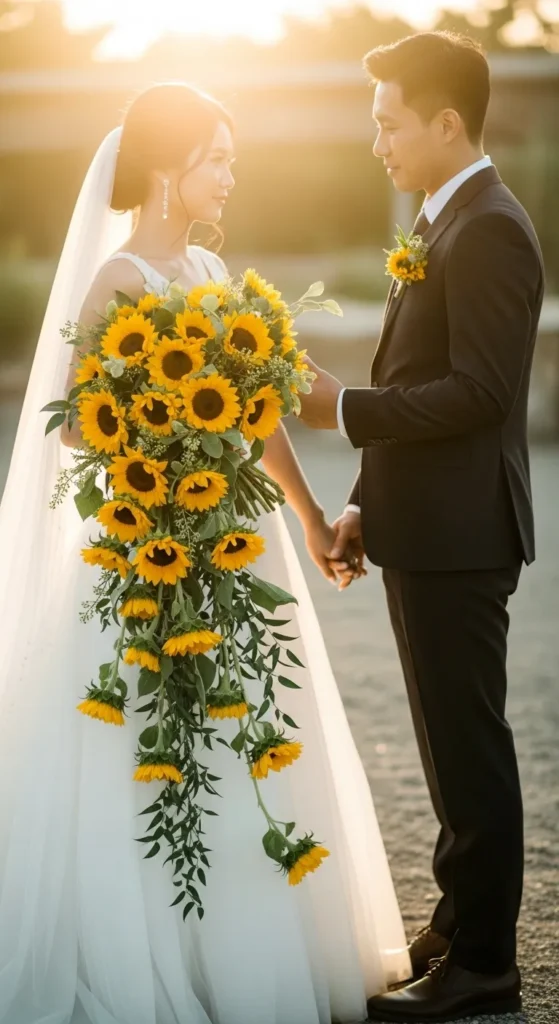Sunflower and Blue Thistle Bouquet