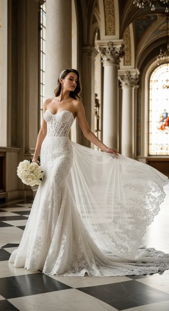 The Sweetheart Corset Gown With Cathedral Train