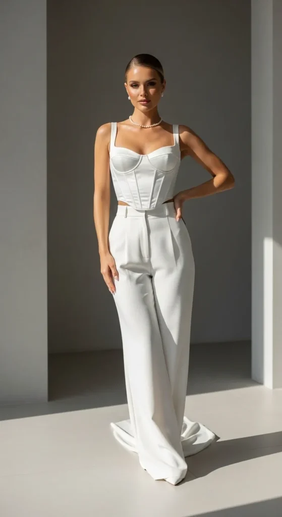  Corset and Wide-Leg Trouser Set