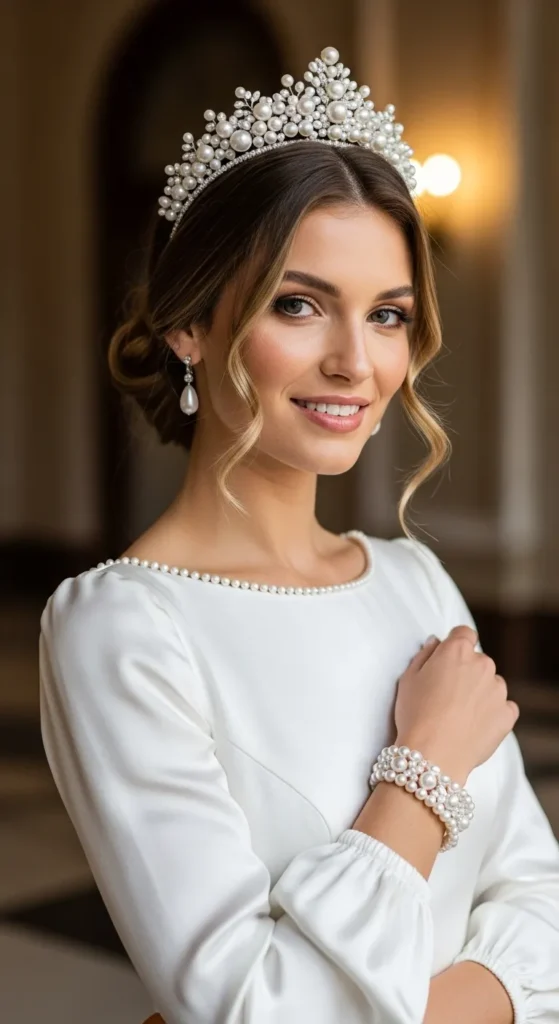 Pearl Headpiece Gown Combination