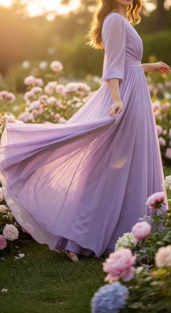 Lilac Chiffon Maxi Dress