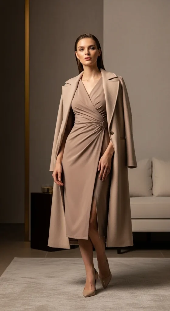 Tonal Dress and Coat Combination