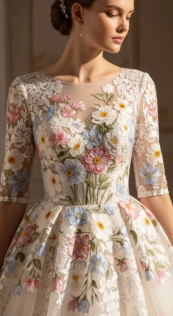 Floral Colored Bridal Gown