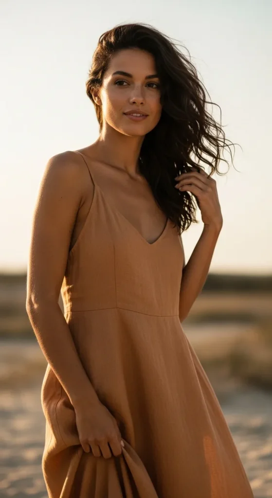 The Linen Maxi Dress and Strappy Flat Sandals