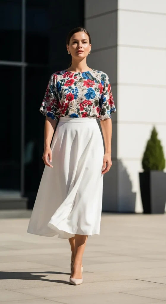 White Midi Skirt Outfit Ideas