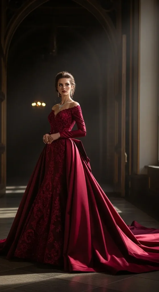 Burgundy Dramatic Bridal Gown