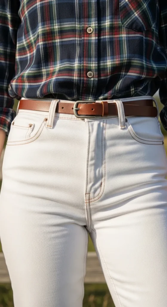 Plaid Shirt and White Denim Look