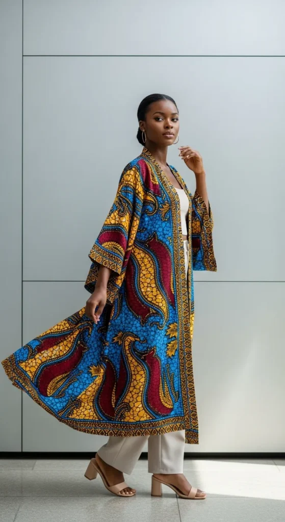 Ankara Kimono as an Outer Layer