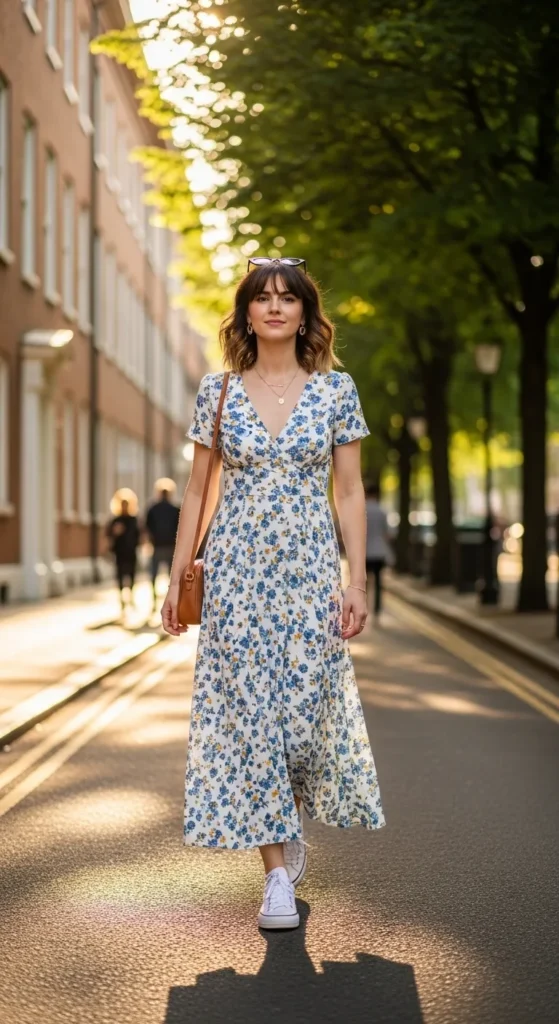 The Ditsy Floral Maxi and White Sneakers Casual Look