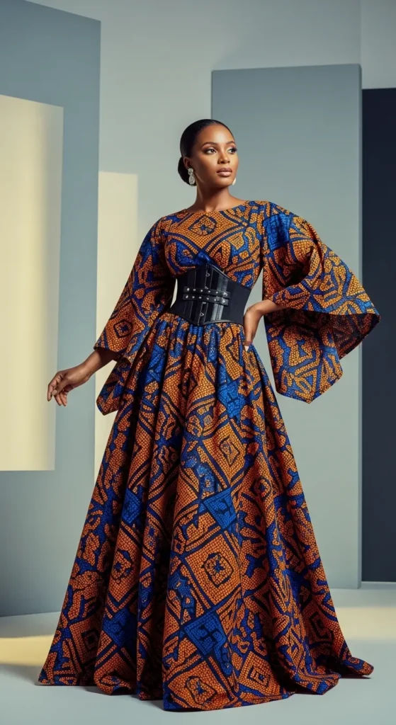 Corset Belt Over African Print Dresses