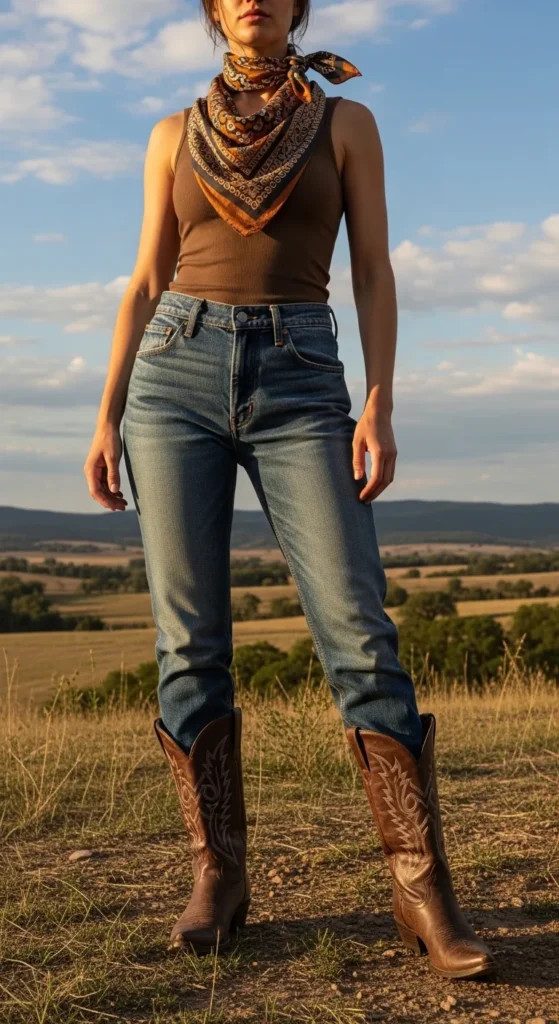 Bandana and Denim Rodeo Look