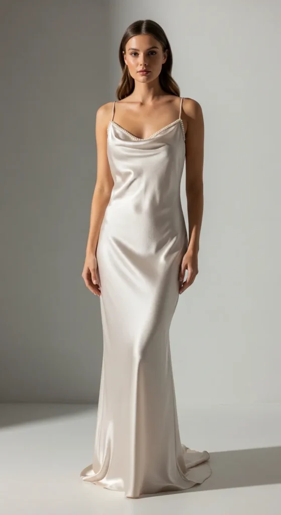 Pearl Trim Slip Dress