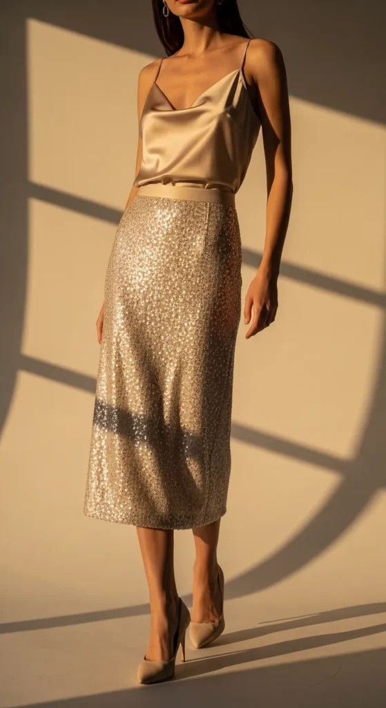 Sequin Skirt Dressed Up for a Formal Occasion