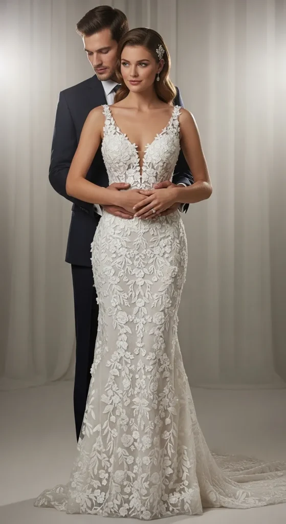 Delicate Floral Embroidery Sheath