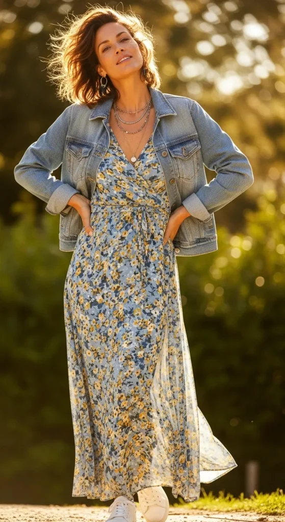 The Floral Maxi Dress and Denim Jacket Everyday Look