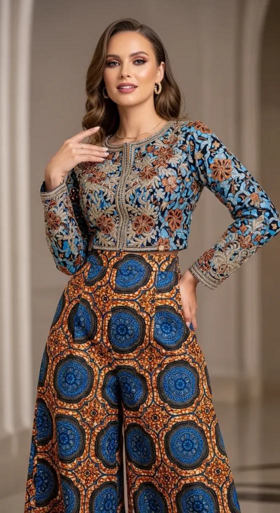  Flowing Palazzo Trousers and Embroidered Top