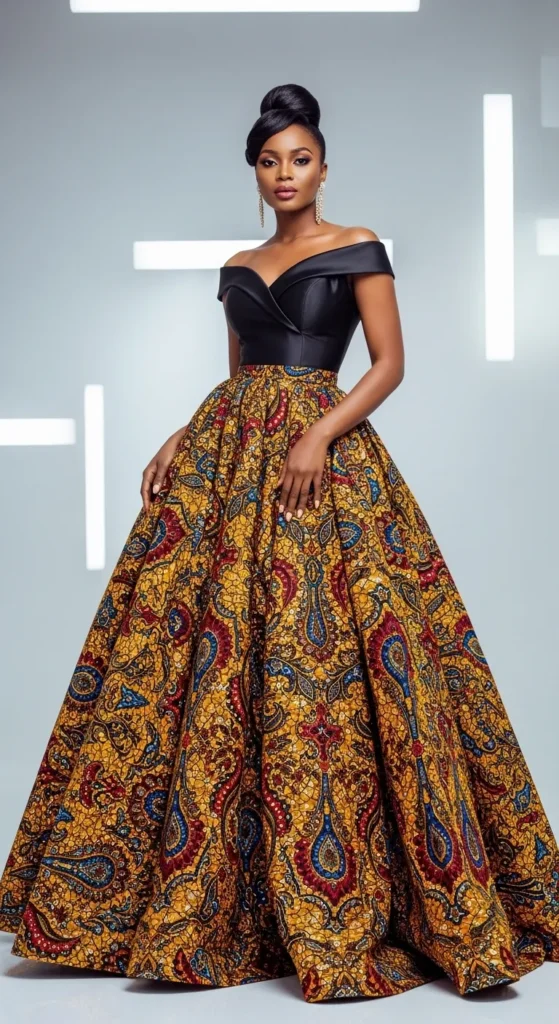 Two-Tone Fabric Combination Gown