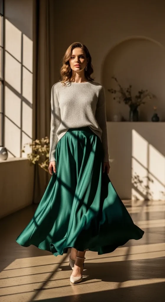 Midi Skirt and Cashmere Knit