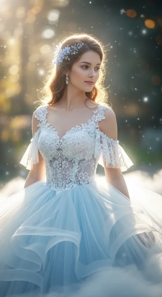  Light Blue Fairytale Bridal Gown
