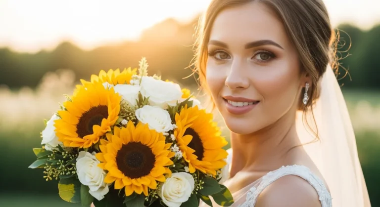Stunning Sunflower Bouquets for a Warm Wedding Day