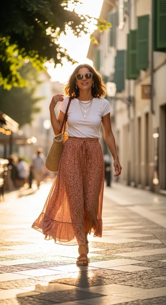 Maxi Skirt and Fitted Knit