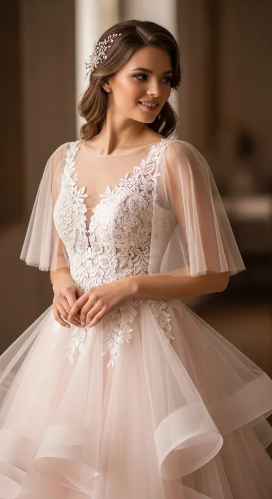  Blush Pink Romantic Bridal Gown