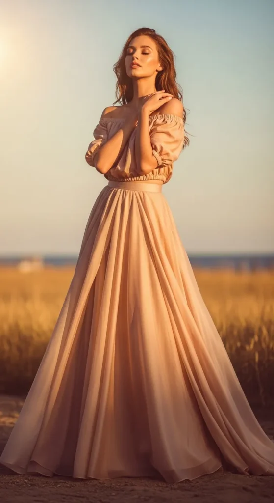  Linen Maxi Skirt and Simple Tee