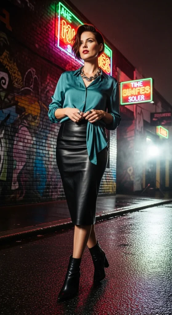 The Leather Pencil Skirt Street Style Look