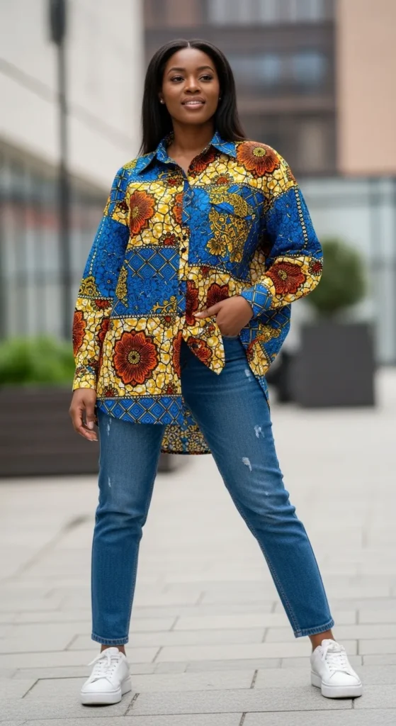 Casual Ankara Shirt and Jeans