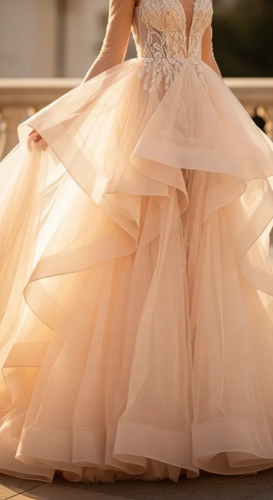 Peach Soft Romantic Bridal Dress
