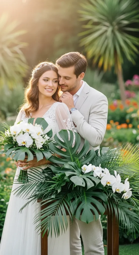Tropical Leaf and Bloom Arrangement