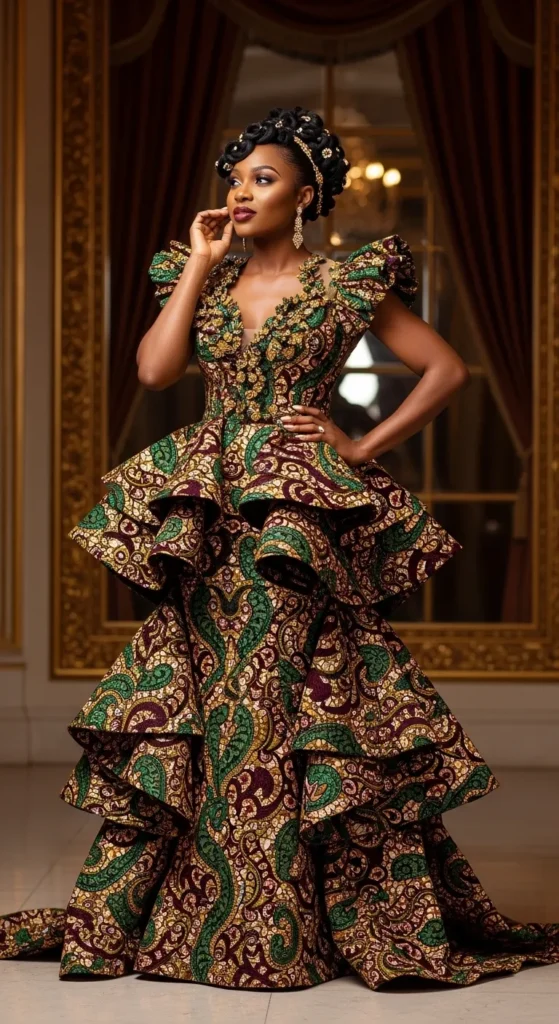 Cape-Style African Print Gown