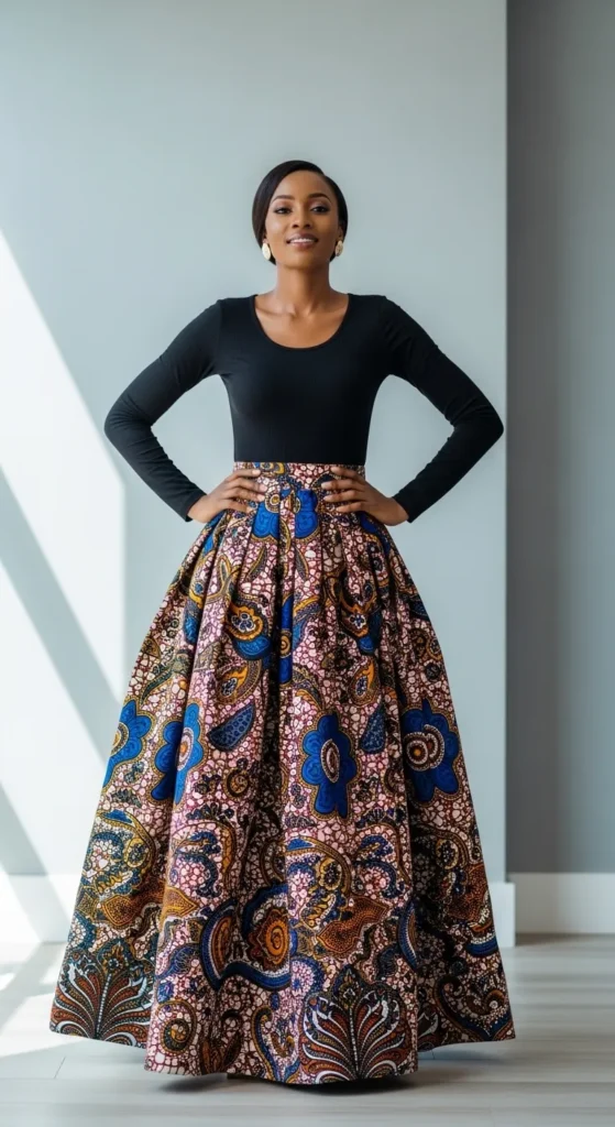 Ankara Print Boho Maxi Skirt and Simple Top