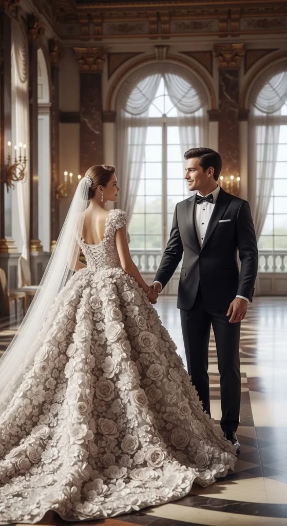3D Floral Ball Gown