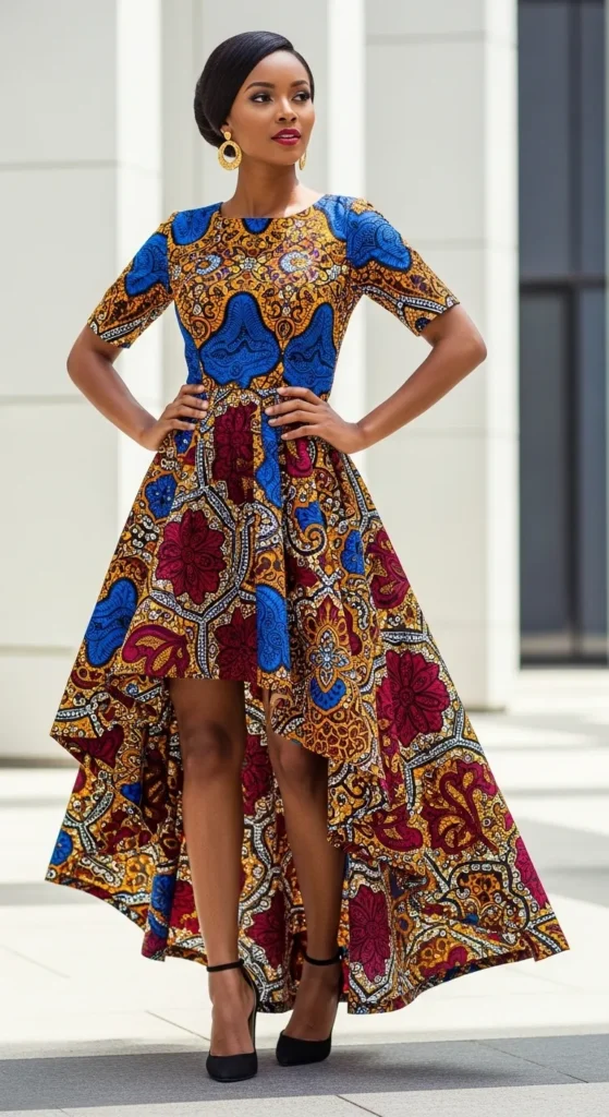 Sleeveless Column Gown in Kente