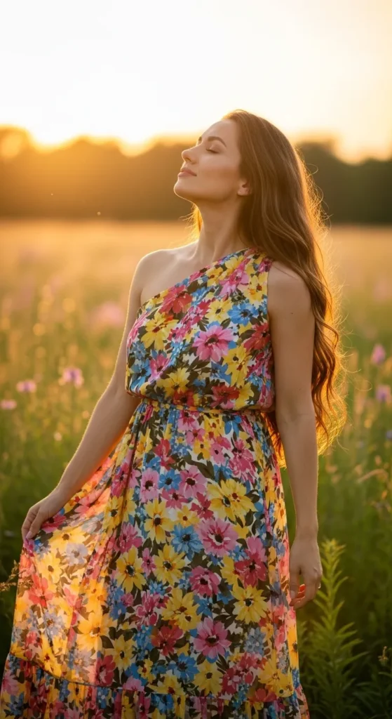 The Floral One Shoulder Maxi Summer Look
