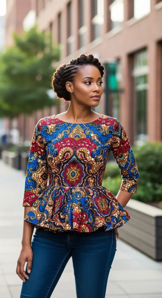 Ankara Peplum Top with Jeans